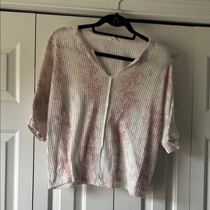White and Pink Knit Top